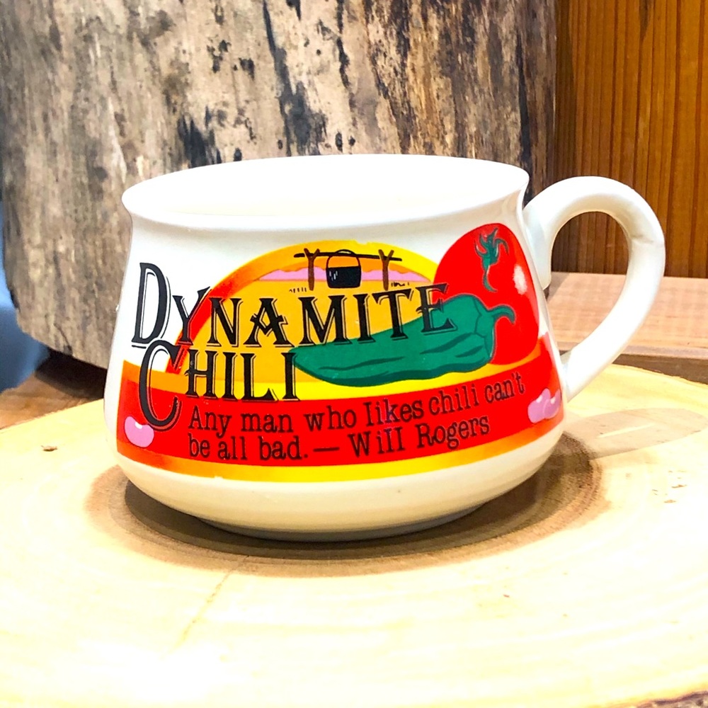 VINTAGE  Dynamite Chili mug bowl WIll Rogers